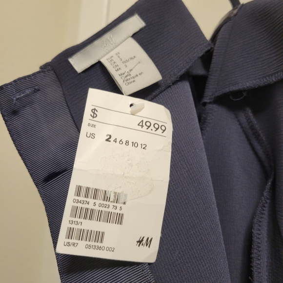 NWT H&M Dark Blue Navy Dress Exposed Shoulders 2 - Picture 4 of 6